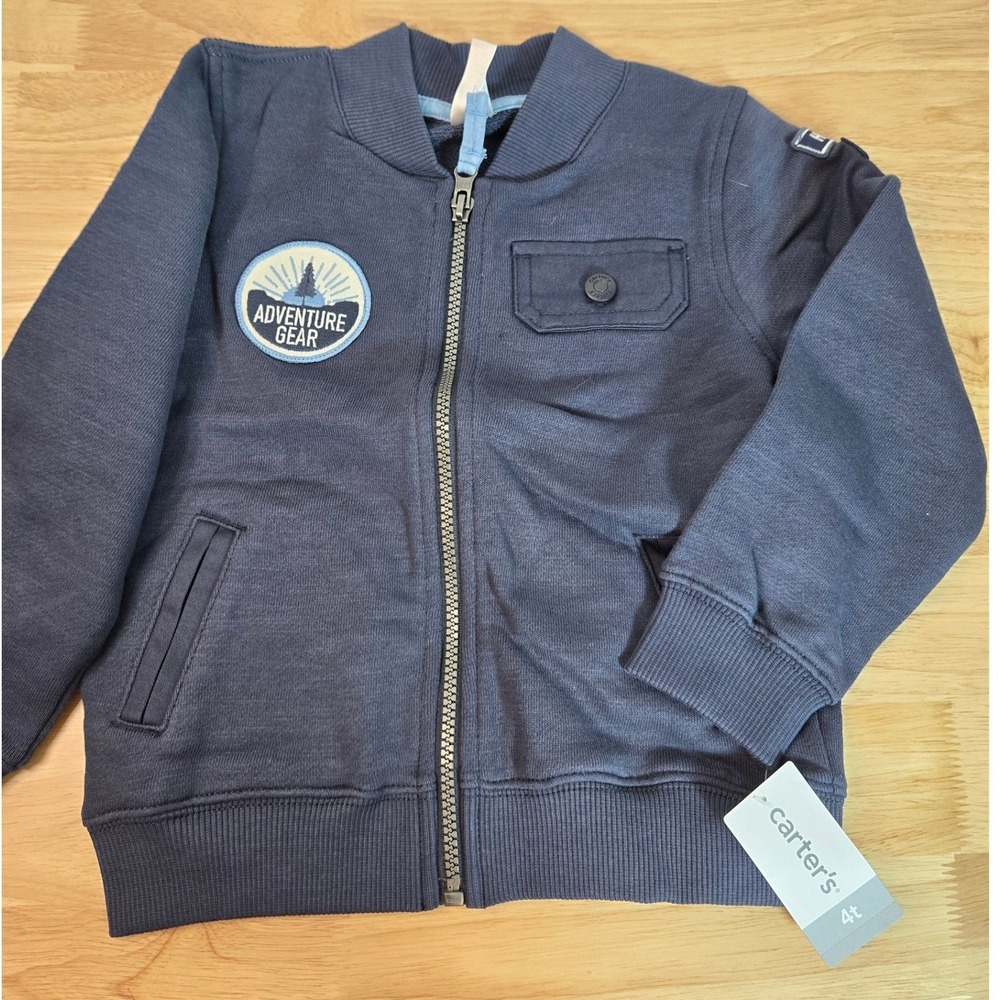 Carters Boys Navy Blue Adventure Gear Full Zip Bomber Jacket 4T 243H089